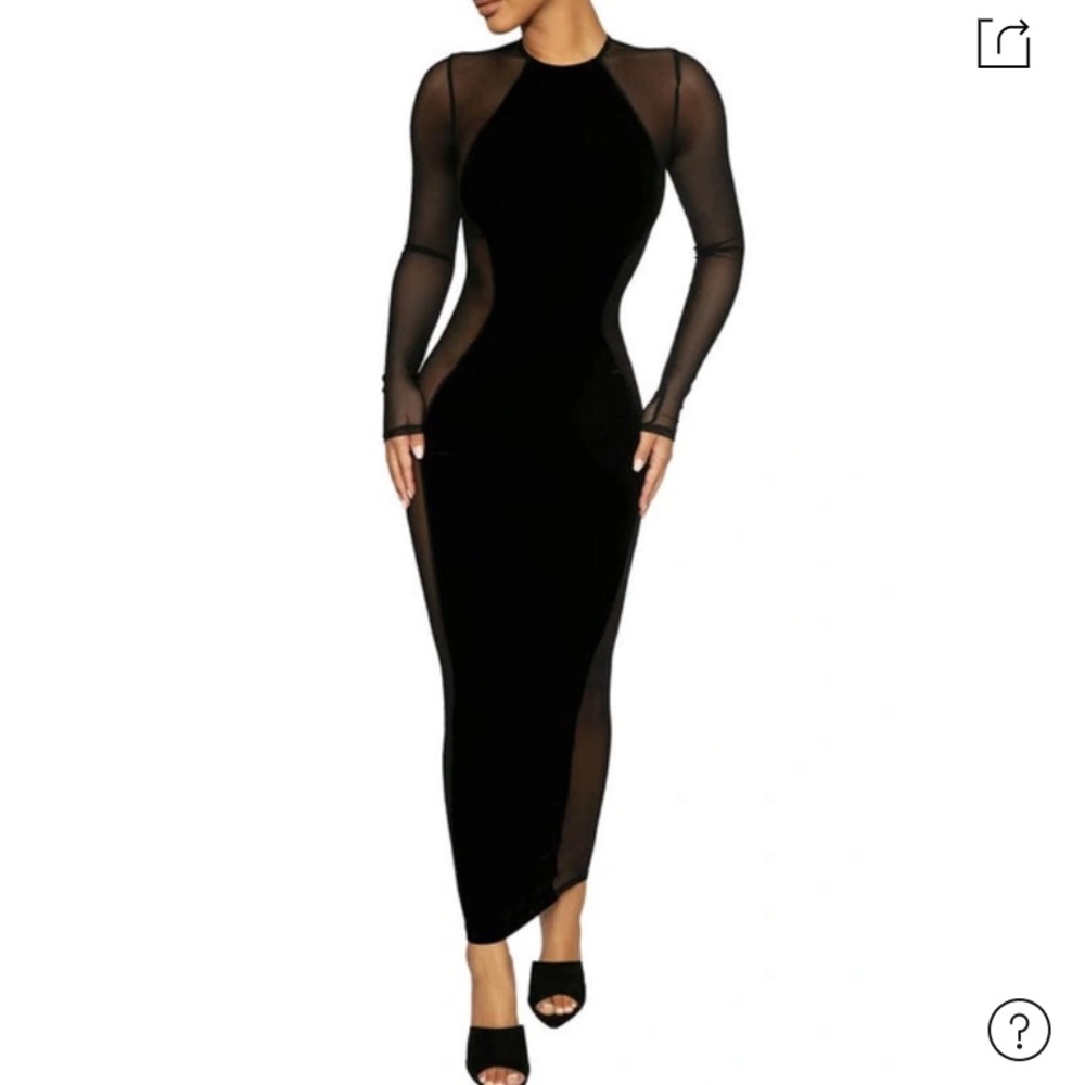 Naked wardrobe velvet and mesh dress